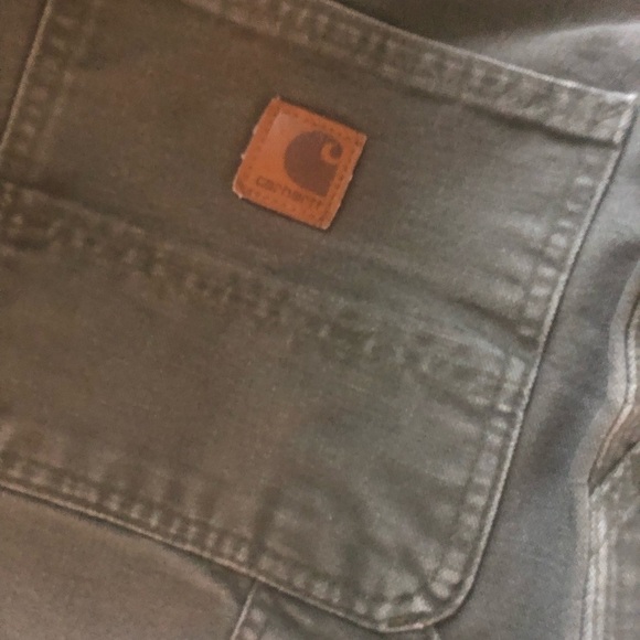 Carhartt Rugged Canvas 100% Cotton Carpenter Cargo Work Short Sz. 44 Olive Green - Picture 5 of 7